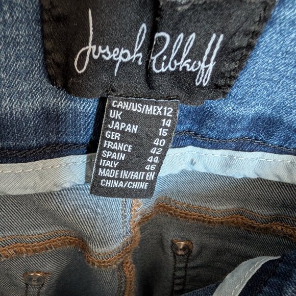 Joseph Ribkoff Pull On Painted Splatter Denim Jeans Size 12 Stretchy Artsy Fun - Picture 3 of 11